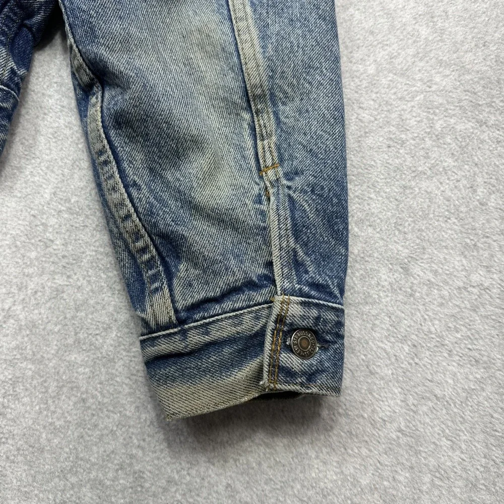 Vintage Levis Denim Jacket 44 Blue Trucker Type III Lined 1980s Distressed USA